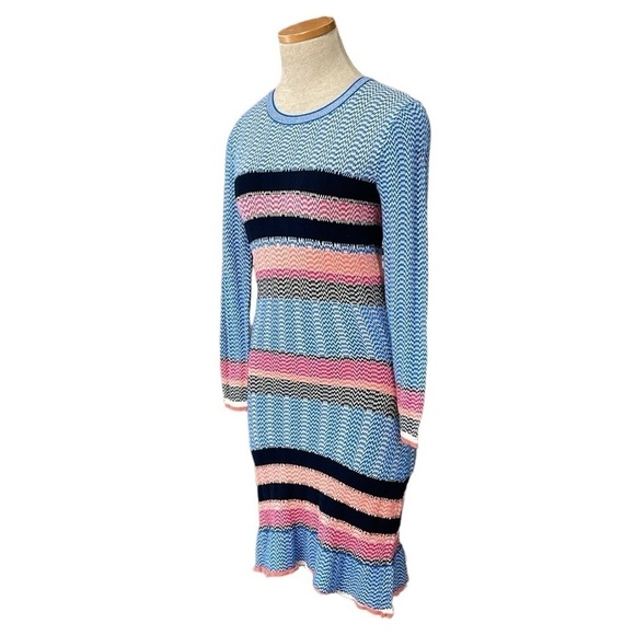 Tanya Taylor Sweater Dress Women's XS Extra Small Blue Striped Long Sleeve Midi - Picture 3 of 16